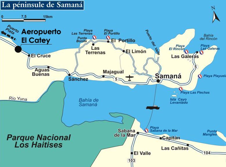 Samaná Peninsula map